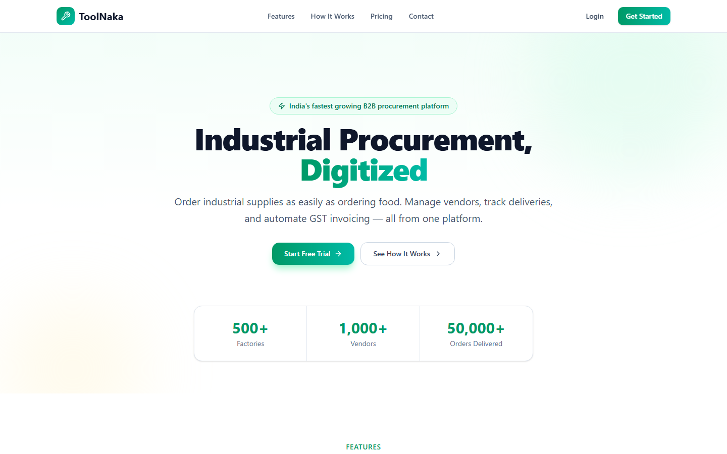 ToolNaka landing page on desktop